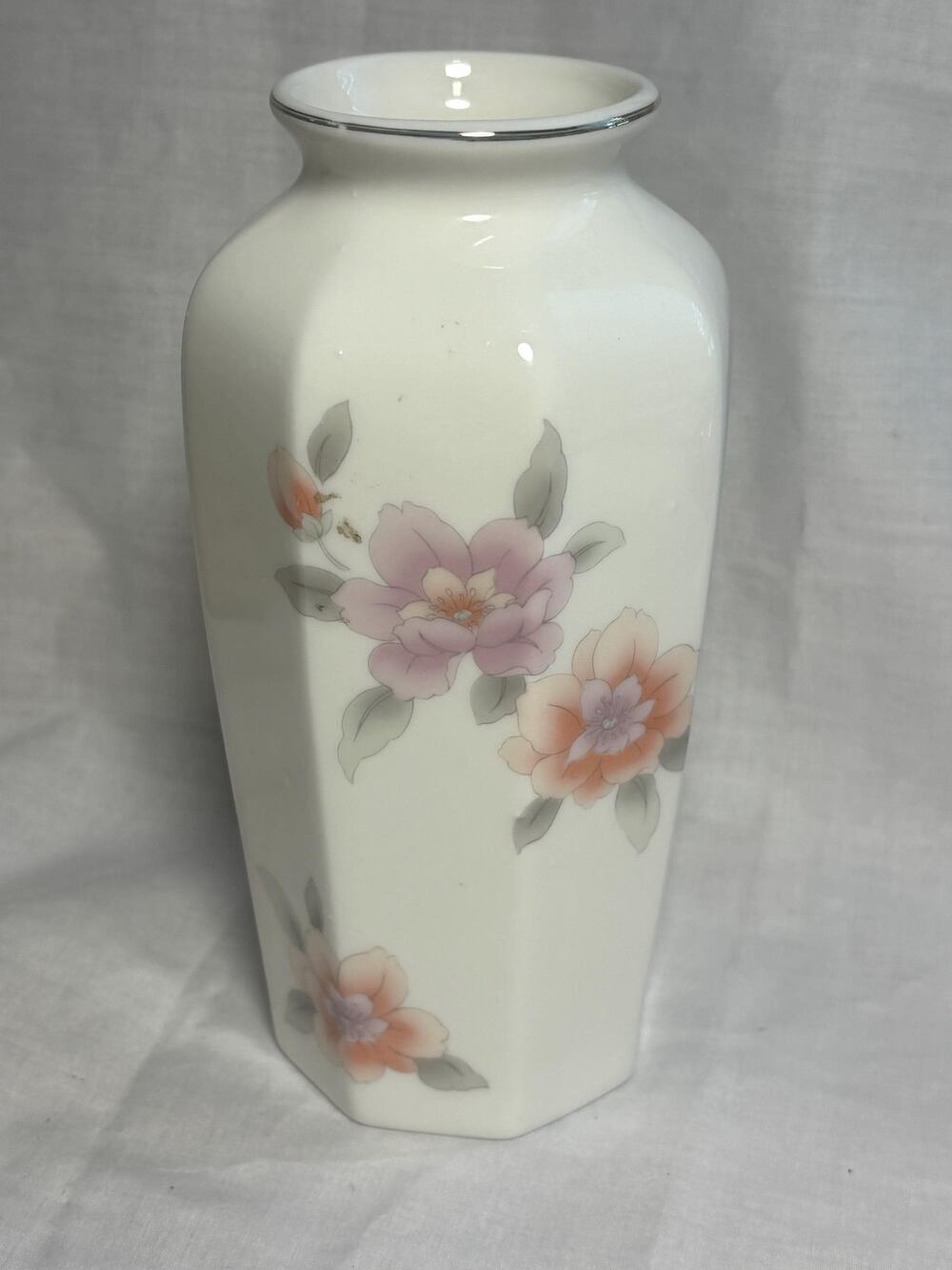 Vintage Japanese flowered Fine Bone China Vase
